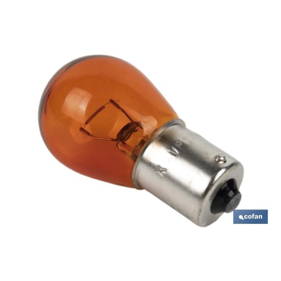 LÁMPARA COFAN 1 POLO ÁMBAR DESCENTRADA PY21W (BAU15s) 12V venta unitaria