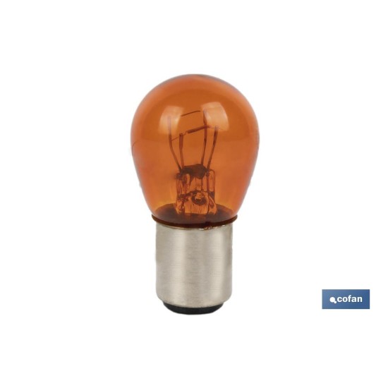 LÁMPARA COFAN 2 POLOS ÁMBAR CENTRADA P21/5W (BAY15d) 12V venta unitaria