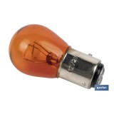 LÁMPARA COFAN 2 POLOS ÁMBAR DESCENTRADA P21/5W (BAZ15d) 12V venta unitaria