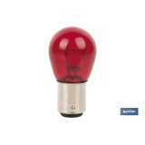 LÁMPARA COFAN 2 POLOS ROJA DESCENTRADA P21/5W (BAW15d) 12V