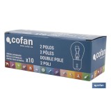 LÁMPARA COFAN 2 POLOS ROJA DESCENTRADA P21/5W (BAW15d) 12V