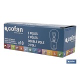 LÁMPARA COFAN 2 POLOS BLANCA DESCENTRADA P21/5W (BAZ15d) 12V