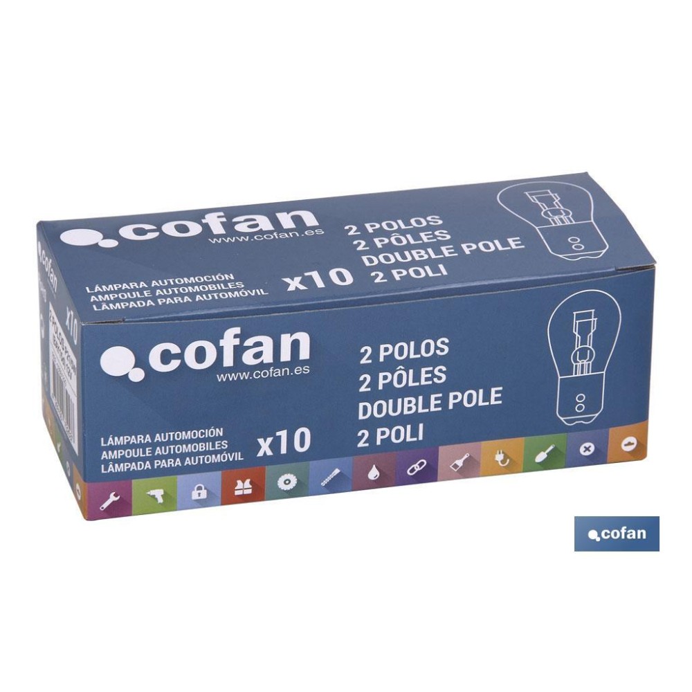 LÁMPARA COFAN 2 POLOS P21/5W (BAY15d) 12V venta unitaria