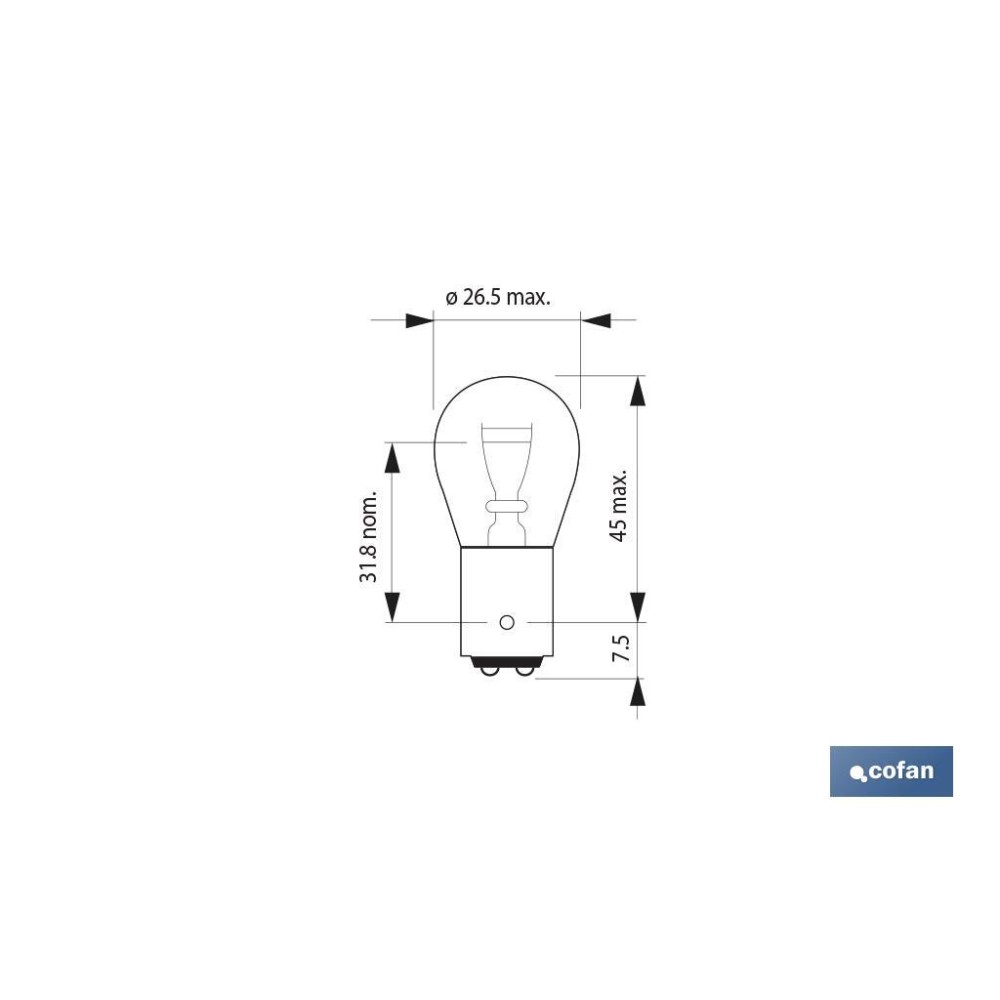 LÁMPARA COFAN 2 POLOS P21/5W (BAY15d) 12V venta unitaria