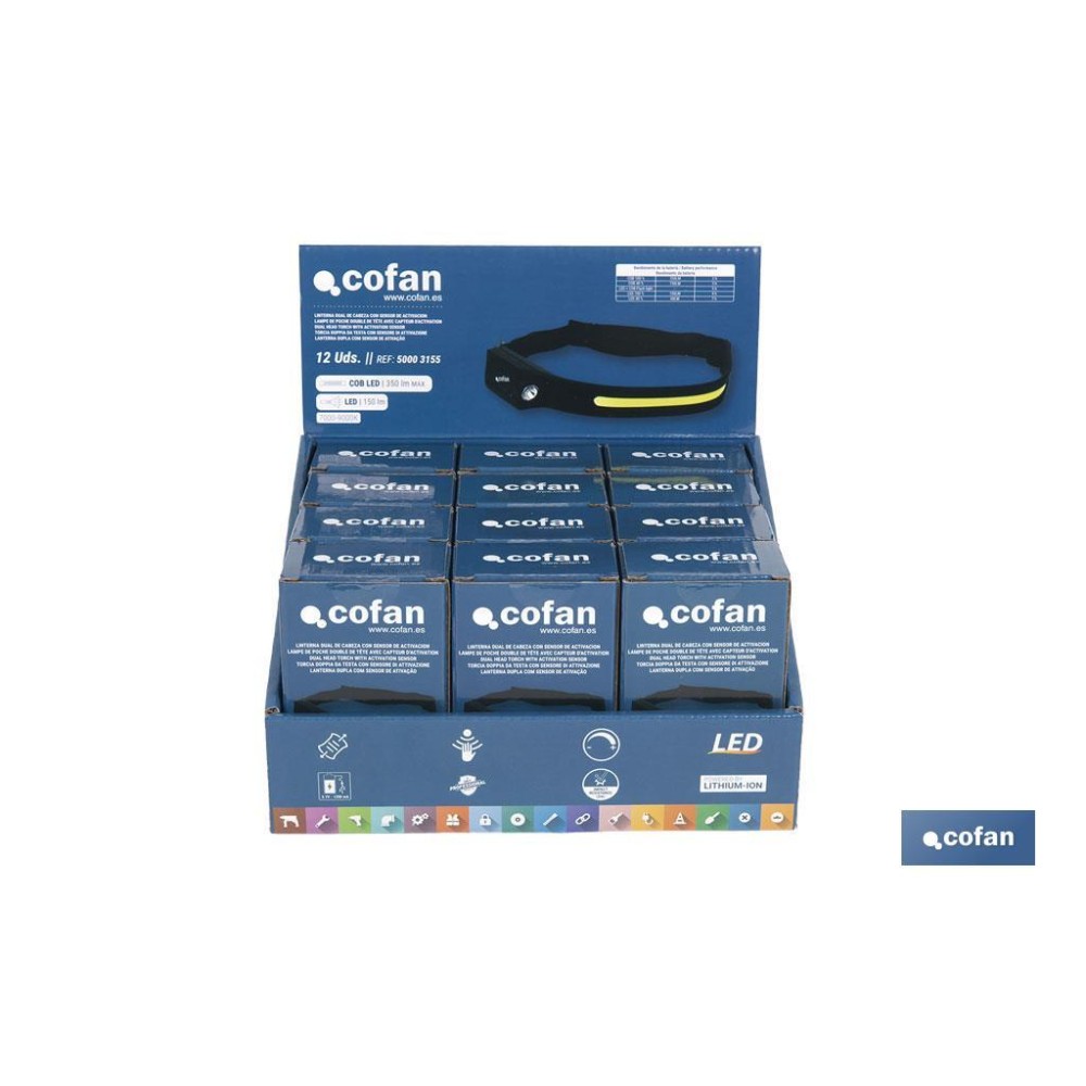 EXPOSITOR LINTERNA DUAL DE CABEZA 12 UDS
