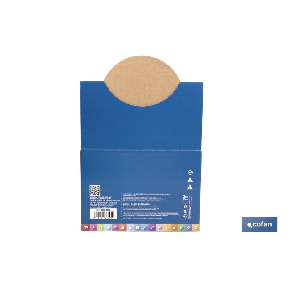 EXPOSITOR DE FLEXÓMETROS CON PROTECCIÓN DE GOMA 16 MM X 3 M 12 UDS.