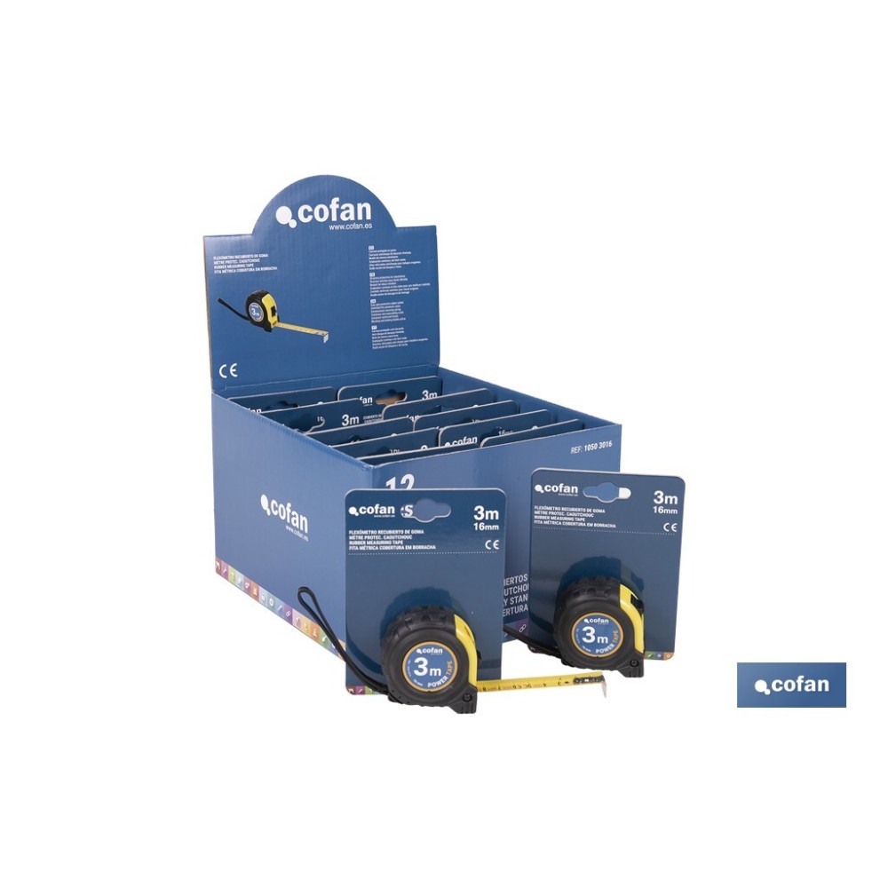EXPOSITOR DE FLEXÓMETROS CON PROTECCIÓN DE GOMA 16 MM X 3 M 12 UDS.