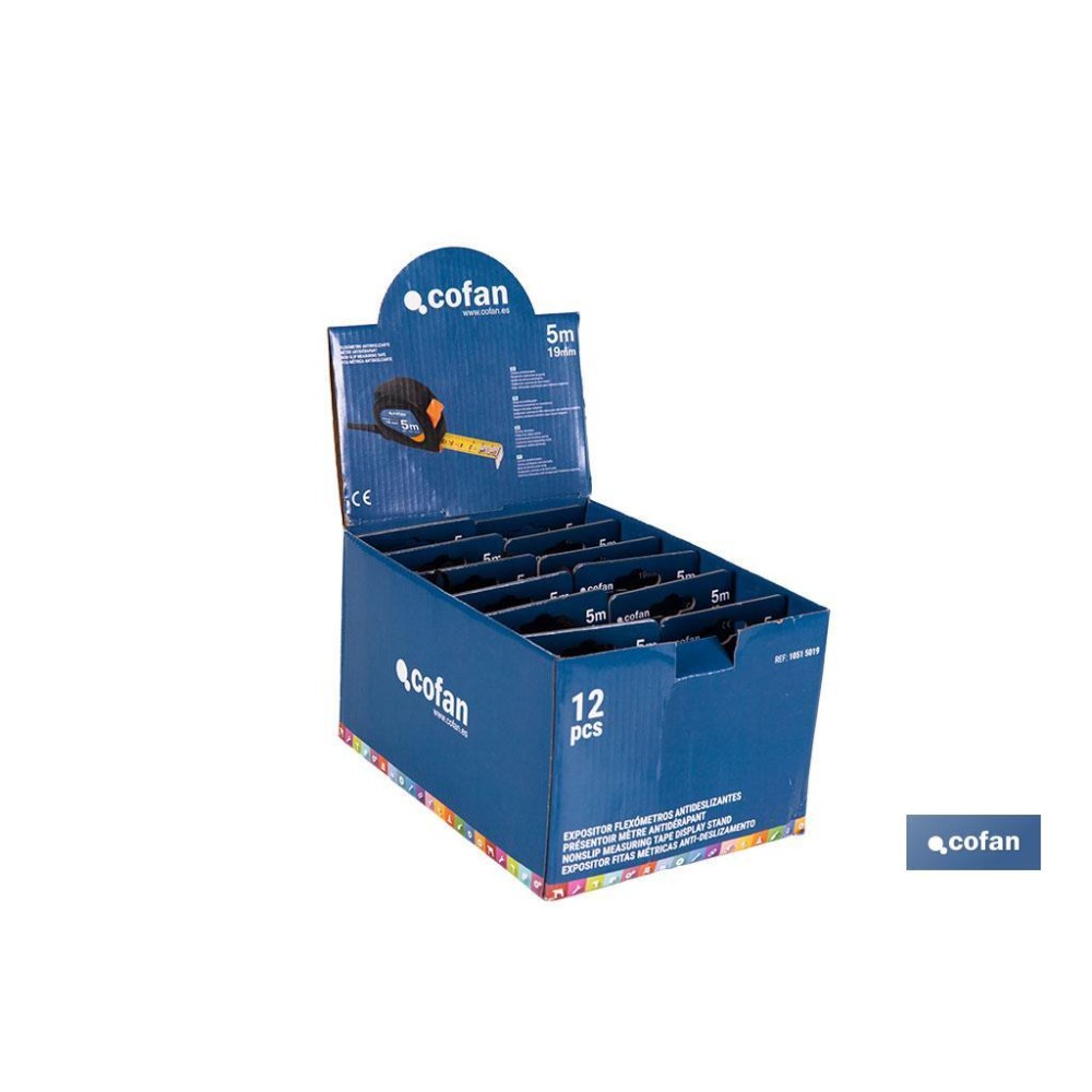 EXPOSITOR DE FLEXÓMETROS ANTIDESLIZANTES 19 MM X 5 M 12 UDS.