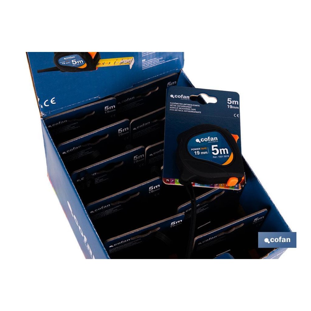EXPOSITOR DE FLEXÓMETROS ANTIDESLIZANTES 19 MM X 5 M 12 UDS.