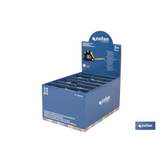 EXPOSITOR DE FLEXÓMETROS MAGNÉTICOS 16 MM X 3 M 12 UDS.