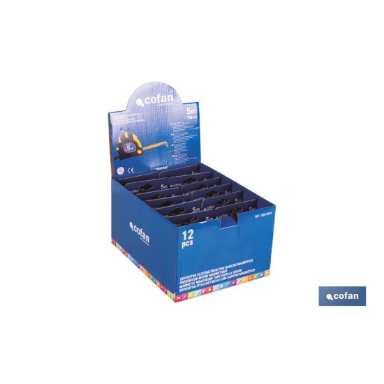 EXPOSITOR DE FLEXÓMETROS MAGNÉTICOS 19 MM X 5 M 12 UDS.