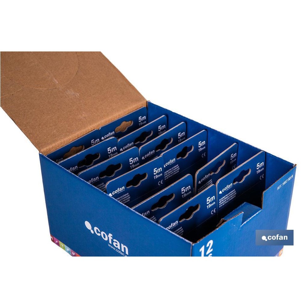 EXPOSITOR FLEXÓMETRO ESTÁNDAR 19 MM X 5 M 12 UDS.