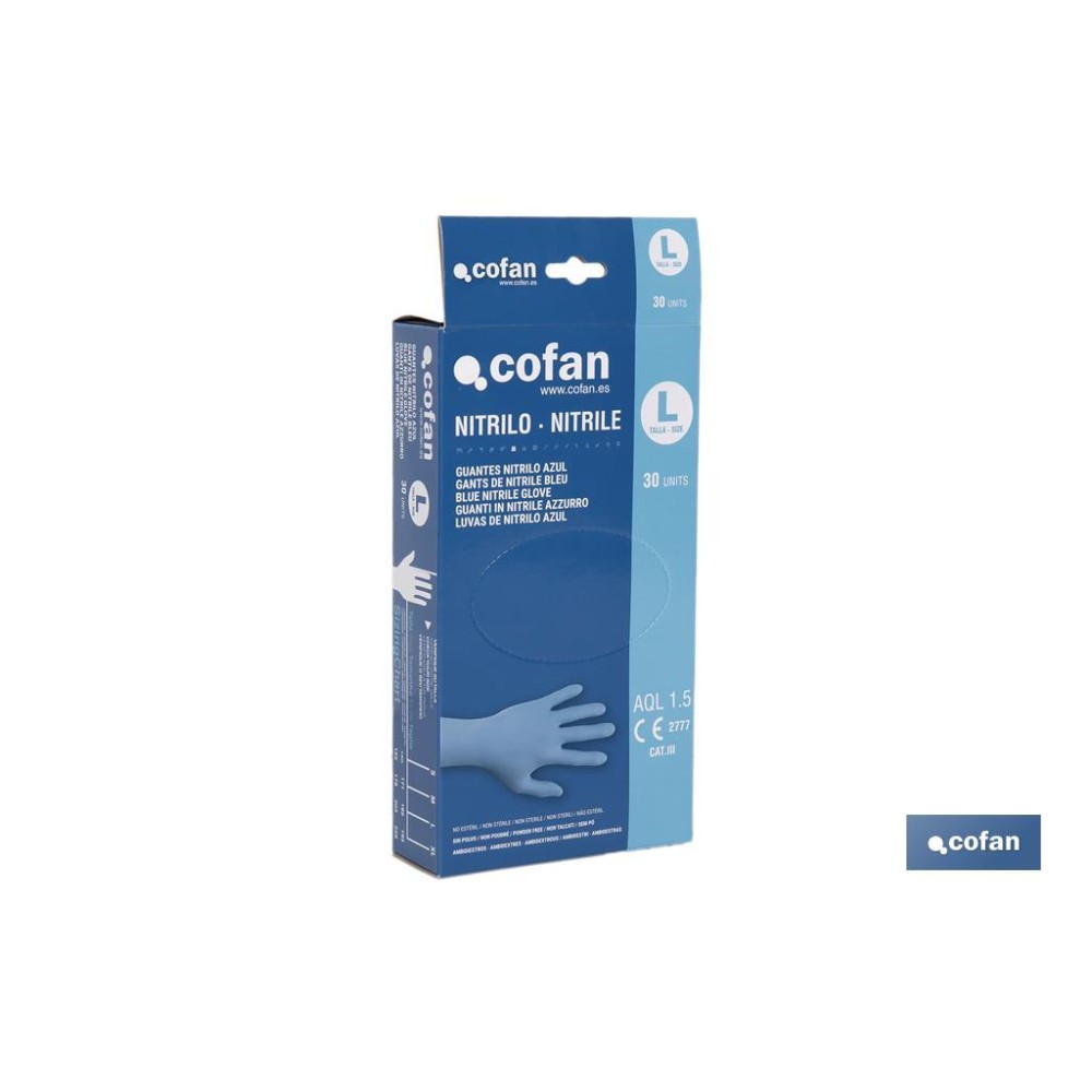 EXPOSITOR CAJA 30 UNDS. GUANTES NITRILO T-L