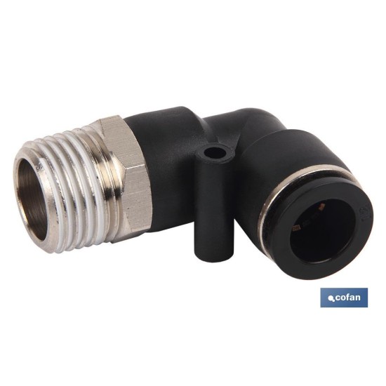 RACOR ROSCADO CODO PLASTICO T-4, R-1/4 Venta unitaria