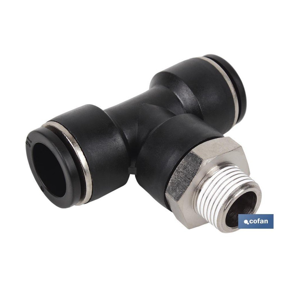 RACOR ROSCADO PLASTICO T , T-10, R-1/4 Venta unitaria