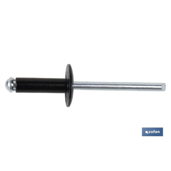 REMACHE FLOR CABEZA ANCHA 4,8 X 20 MM NEGRO