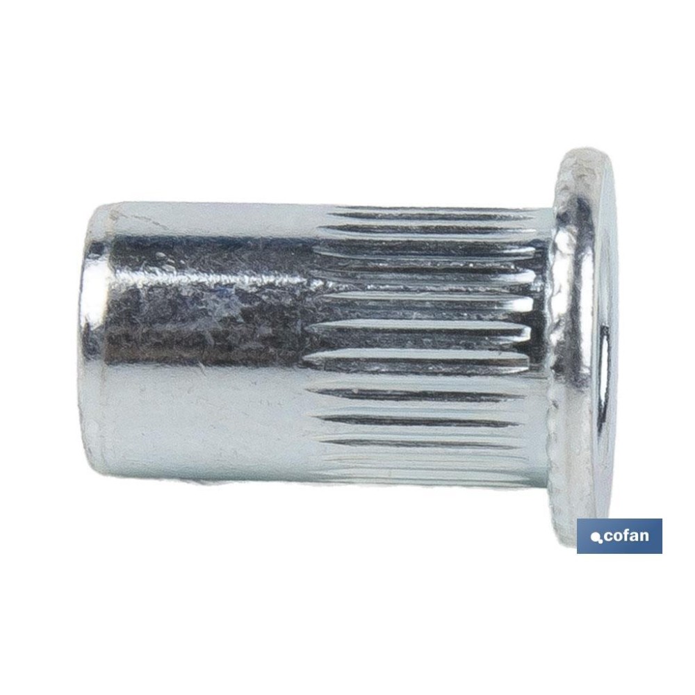 TUERCAS REMACHABLES RANURADAS ANCHAS ACERO M6