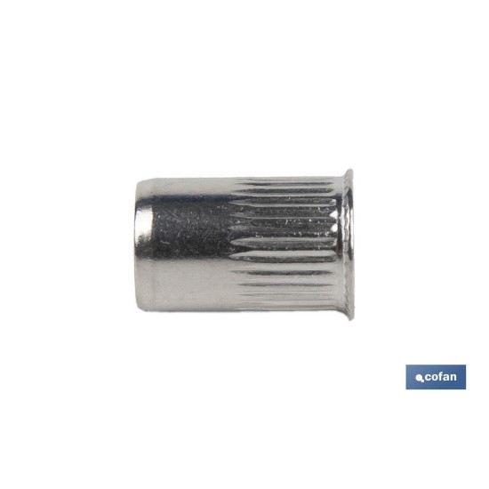 TUERCAS REMACHABLES RANURADAS CABEZA REDUCIDA INOX A-2 M5