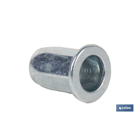 TUERCAS REMACHABLES HEXAGONAL ANCHAS ACERO M4