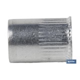 TUERCAS REMACHABLES CILÍNDRICAS RANURADAS FONDO ABIERTO CABEZA REDUCIDA ALUMINIO M4 X 10
