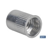TUERCAS REMACHABLES CILÍNDRICAS RANURADAS FONDO ABIERTO CABEZA REDUCIDA ALUMINIO M6 X 14