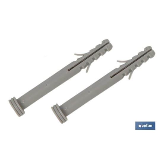 SET DE 2 PCS. PARA SANITARIO WC TACO LARGO 6 X 80 MM INOX.