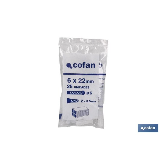 BOLSA 25 UDS TACO DE PLÁSTICO 6 MM VENTA UNITARIA