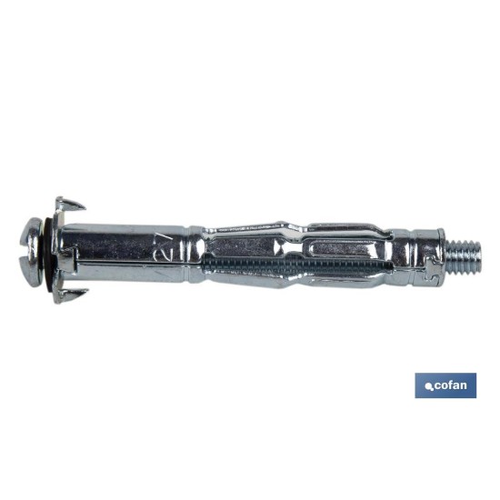 ANCLAJE METÁLICO PARA MATERIALES HUECOS MÁX. 55 MM TORNILLO M5 X 72 MM Ø10 MM Venta unitaria