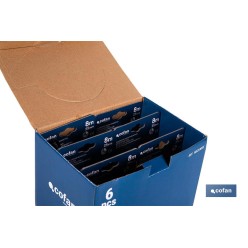 EXPOSITOR DE FLEXÓMETROS MAGNÉTICOS 25 MM X 8 M 6 UDS.