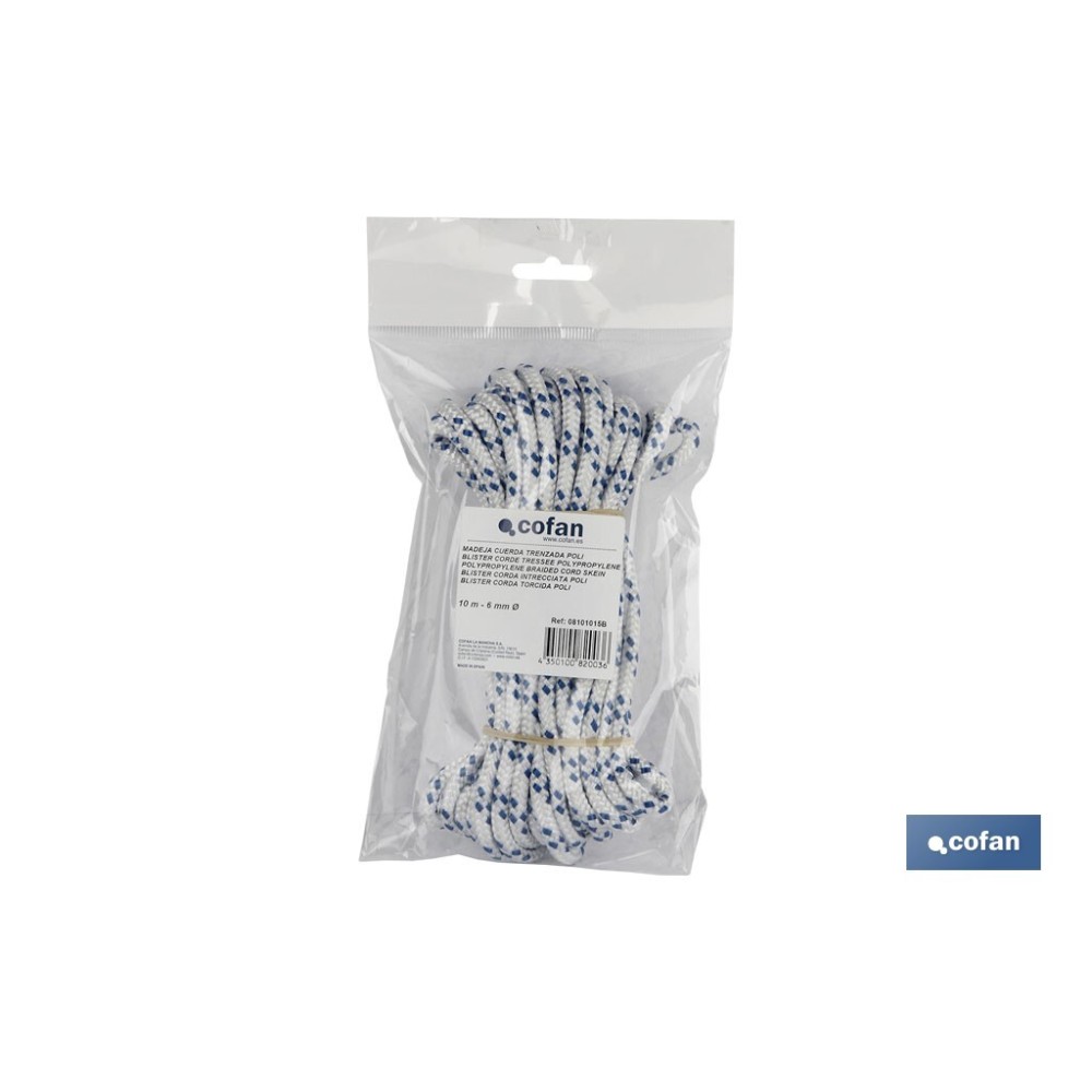 MADEJA CUERDA TRENZADA POLI 6MM 10M BLANCO