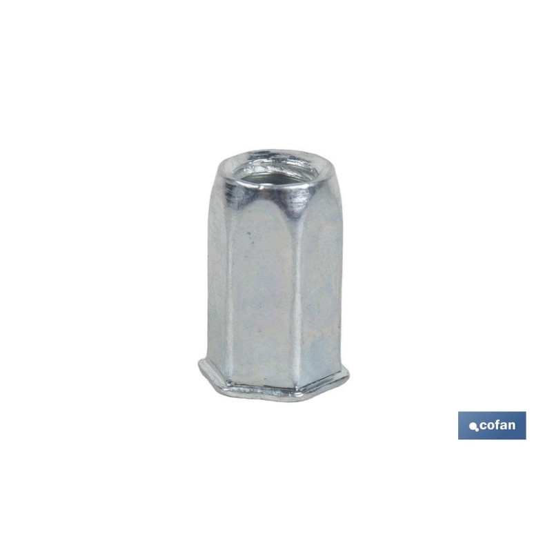 TUERCAS REMACHABLES HEXAGONAL CABEZA REDUCIDA ACERO M6