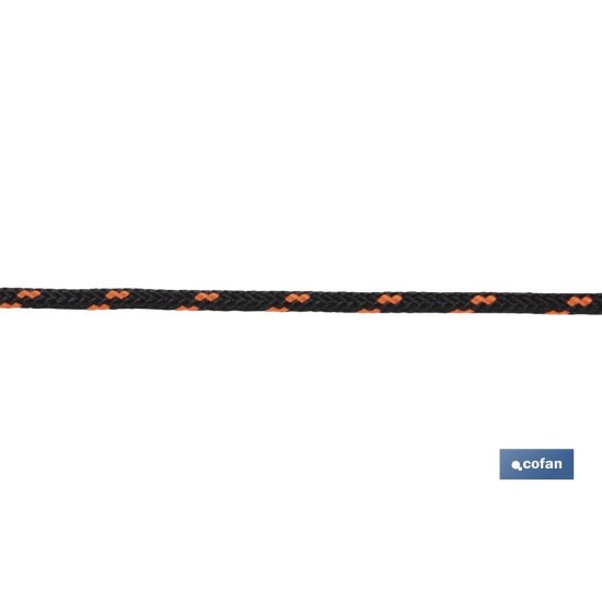 CORDÓN TRENZADO HIPPIE NEGRO/NARANJA 3 MM X 25 M