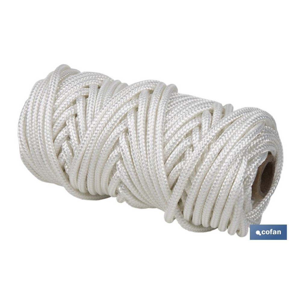 BOBINA CORDÓN POLIÉSTER REFORZADO 5 MM 25 M BLANCO