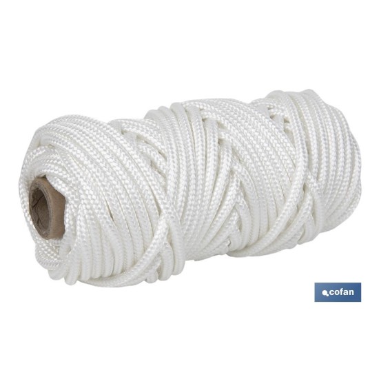 BOBINA CORDÓN POLIÉSTER REFORZADO 5 MM 25 M BLANCO