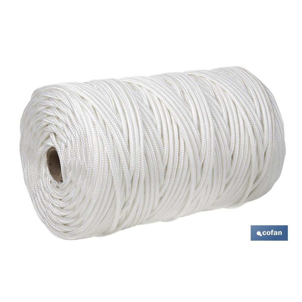 ROLLO GRANDE CORDÓN POLIÉSTER REFORZADO 5 MM 200 M BLANCO