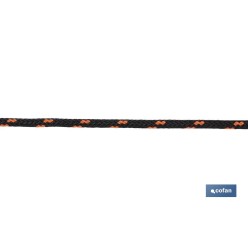 CORDÓN TRENZADO HIPPIE NEGRO/NARANJA 3 MM X 25 M