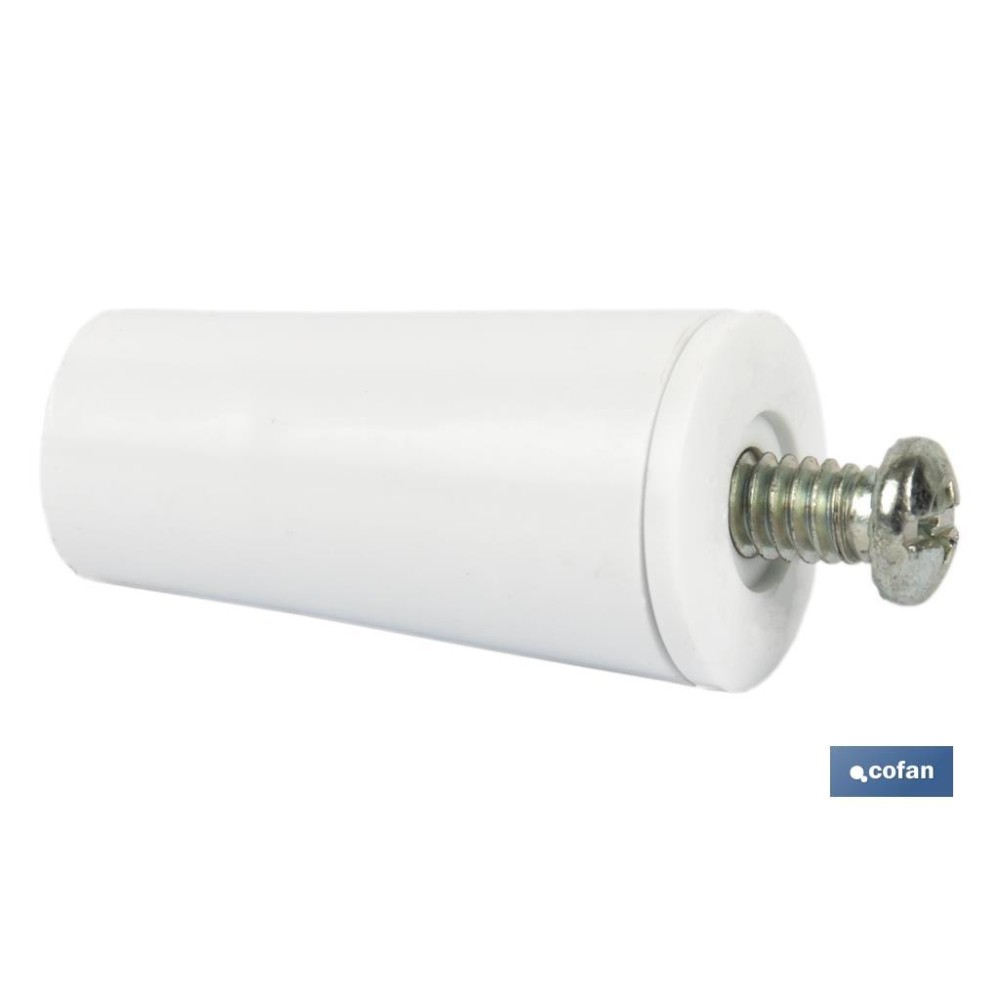 TOPE PERSIANA 40 MM BLANCO CON TORNILLO M-6 VENTA UNITARIA