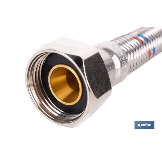 CONEXIÓN FLEXIBLE INOX PARA TERMO M1/2 - H3/4 30 CM.
