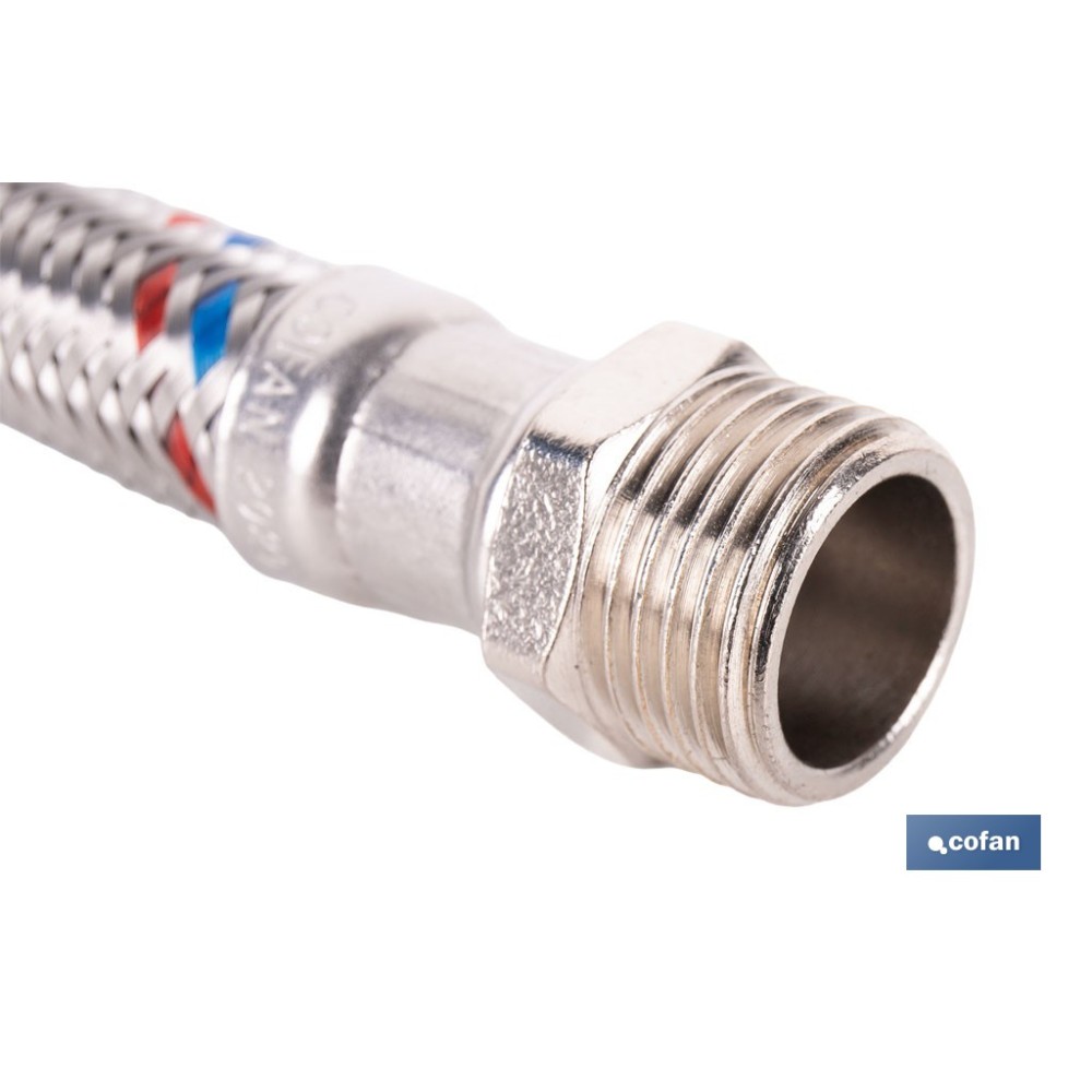 CONEXIÓN FLEXIBLE INOX PARA TERMO M1/2 - H3/4 30 CM.