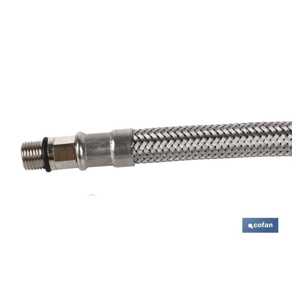 CONEXIÓN FLEXIBLE INOX M10x1 - H1/2 35 CM.