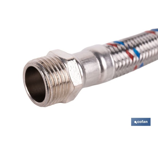 CONEXIÓN FLEXIBLE INOX PARA TERMO M1/2 - H3/4 40 CM.