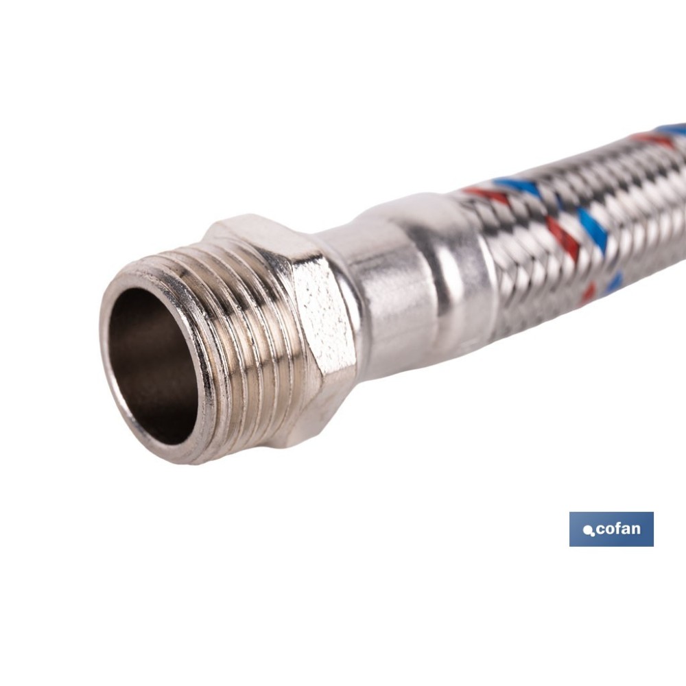 CONEXIÓN FLEXIBLE INOX PARA TERMO M1/2 - H3/4 40 CM.