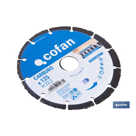 DISCO ESPECIAL DE CARBURO PARA MATERIALES BLANDOS Ø125X1 MM