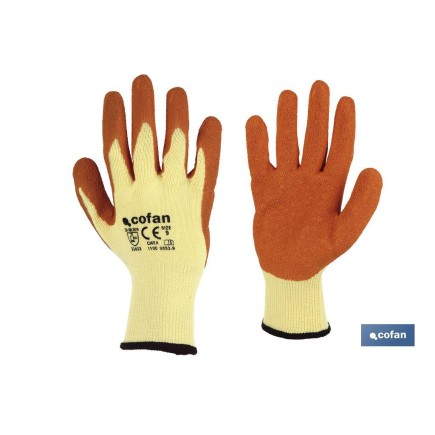 GUANTE LATEX RUGOSO NARANJA TALLA 8