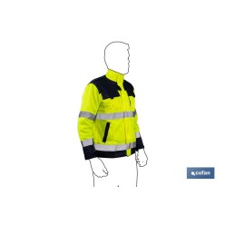 CHAQUETA DE ALTA VISIBILIDAD MODELO VEGA AMARILLA Y AZUL MARINO TALLA S