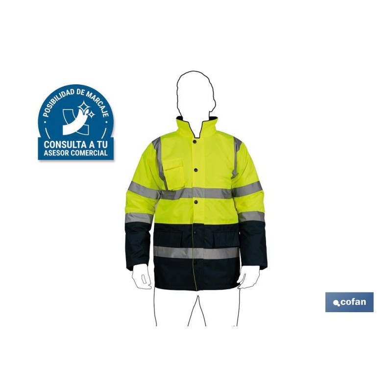PARKA DE ALTA VISIBILIDAD MODELO DENEB AMARILLO Y AZUL TALLA XXL