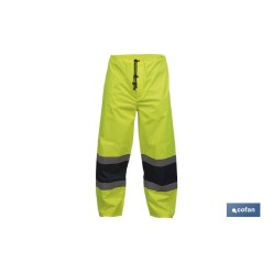 PANTALÓN DE LLUVIA DE ALTA VISIBILIDAD MODELO BELLATRIX AMARILLA Y AZUL TALLA S