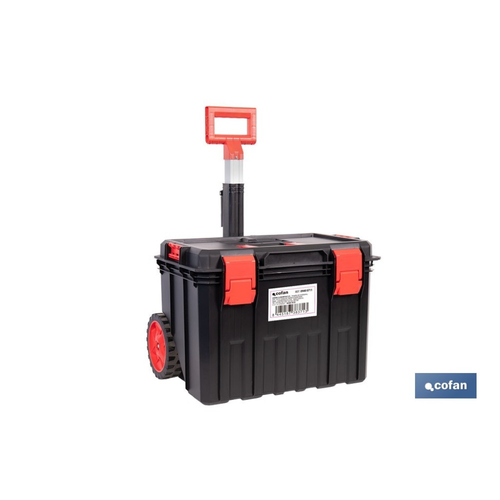 CAJA DE HERRAMIENTAS HEAVY DUTY CON ASA TELESCÓPICA Y RUEDAS 530 x 355 x 390 MM