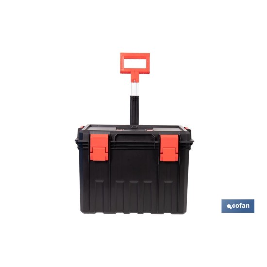 CAJA DE HERRAMIENTAS HEAVY DUTY CON ASA TELESCÓPICA Y RUEDAS 530 x 355 x 390 MM