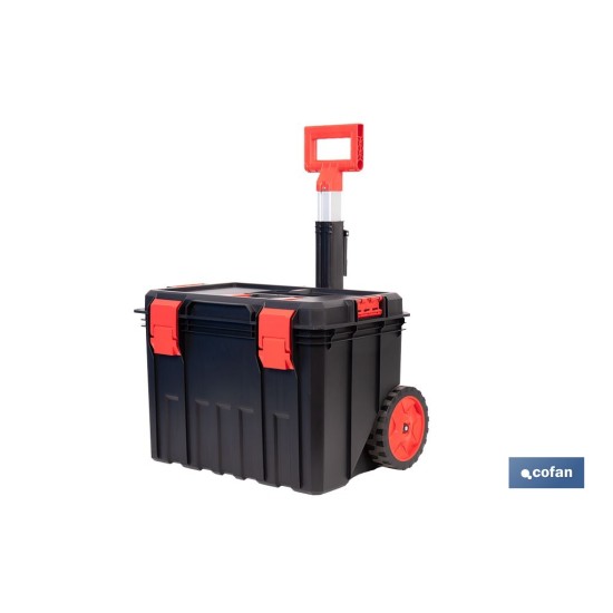 CAJA DE HERRAMIENTAS HEAVY DUTY CON ASA TELESCÓPICA Y RUEDAS 530 x 355 x 390 MM